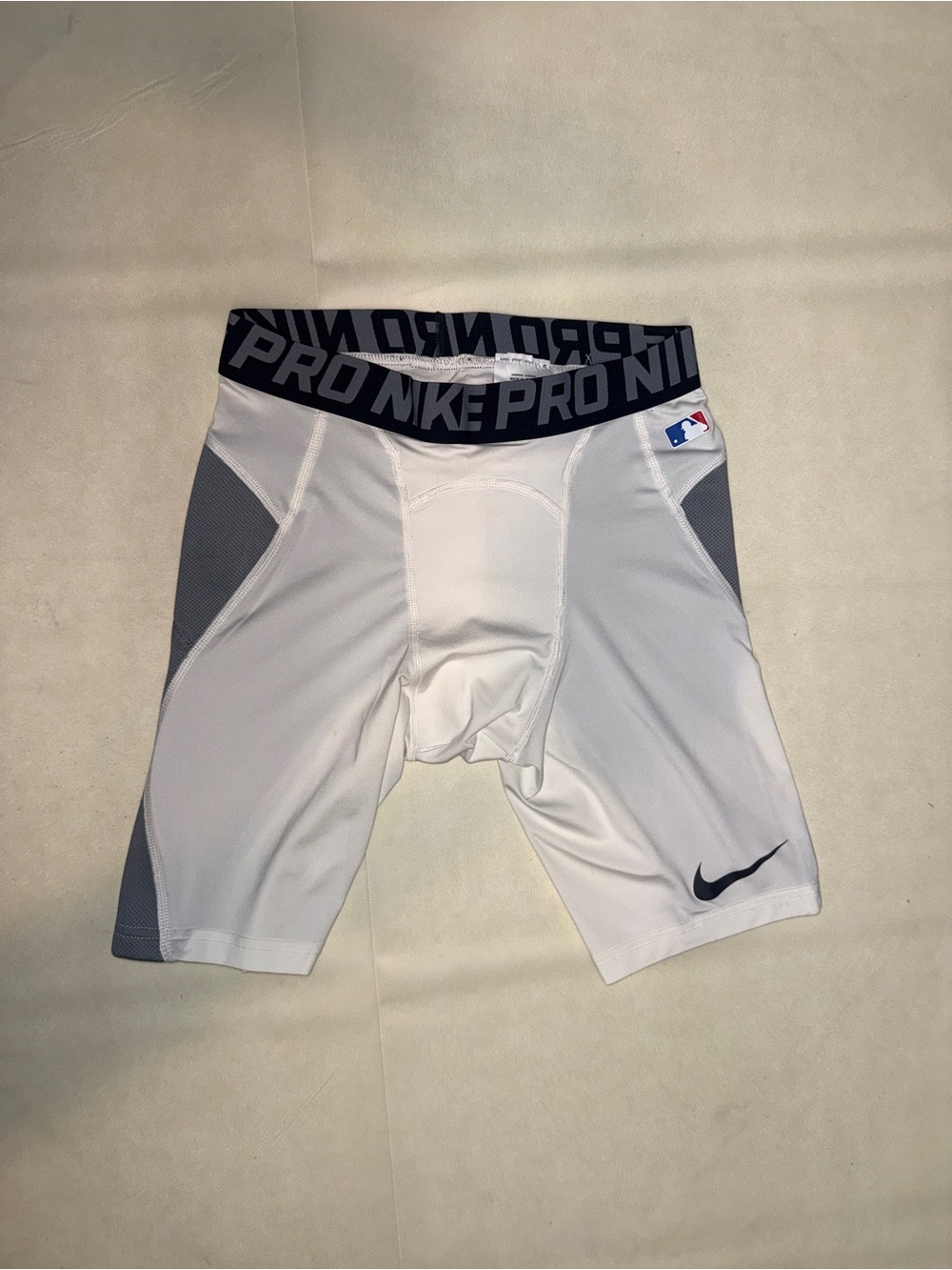 Nike White & Gray Pro Compression Leggings for Kids